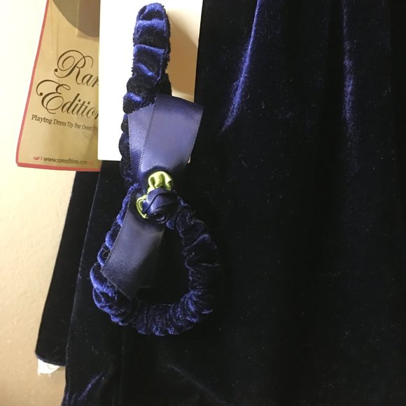 RARE EDITIONS Blue Velvet Dress with Matching Headband NEW WITH TAGS! - Picture 10 of 13